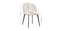 Chaise TOLO Tissu Bouclé Blanc, dimension H80 x L51 x P55, idéal pour votre cuisine ou salle à manger