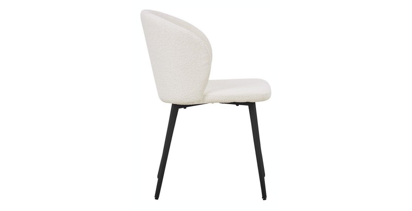 Chaise TOLO Tissu Bouclé Blanc, dimension H80 x L51 x P55, idéal pour votre cuisine ou salle à manger