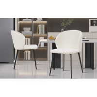 Chaise TOLO Tissu Bouclé Blanc, dimension H80 x L51 x P55, idéal pour votre cuisine ou salle à manger