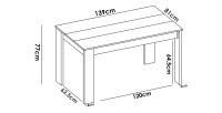 Table de salle à manger rectangulaire SAMI, coloris chêne clair, 139x81, 4 places