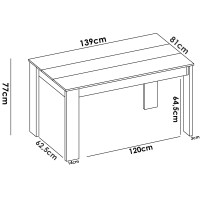 Table de salle à manger rectangulaire SAMI, coloris chêne clair, 139x81, 4 places