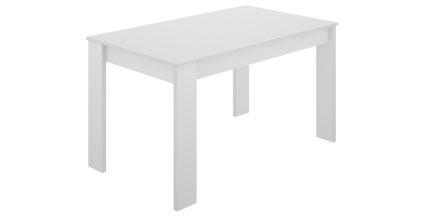 Table salle à manger rectangulaire collection SAMI, coloris blanc, 4 places, 139x81