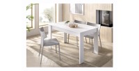 Table salle à manger rectangulaire collection SAMI, coloris blanc, 4 places, 139x81