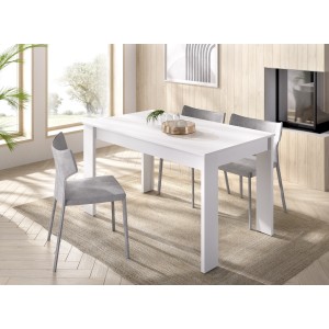 Table salle à manger rectangulaire collection SAMI, coloris blanc, 4 places, 139x81