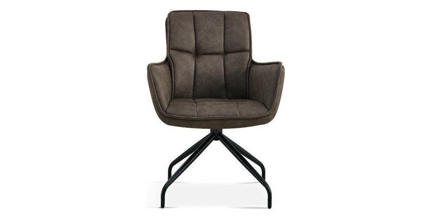 Chaise pivotante en tissu brun gris pour salle à manger. Collection IBIZ
