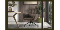 Chaise pivotante en tissu brun gris pour salle à manger. Collection IBIZ