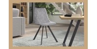 Chaise EMET PU Gris foncé, dimension H83 x L46 x P60 cm, idéal pour votre cuisine ou salle à manger