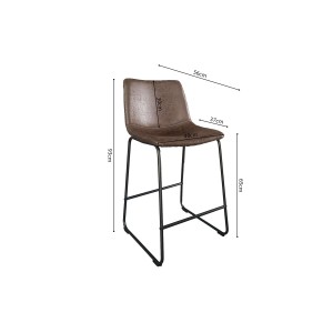 Chaise de comptoir MANCO PU Brun foncé, dimensions : H93 x L48 x P56 cm, idéal pour votre cuisine\comptoir