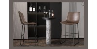 Chaise de comptoir MANCO PU Brun foncé, dimensions : H93 x L48 x P56 cm, idéal pour votre cuisine\comptoir