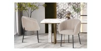 Chaise SEVILLE Tissu bouclé Sable, dimension H79 x L57 x P62, idéal pour votre cuisine ou salle à manger