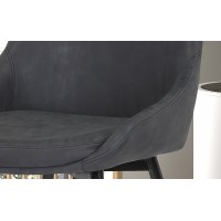 Chaise MICRA PU Gris foncé, dimensions: H86 x L49 x P61 cm, idéal pour un salon de prestige