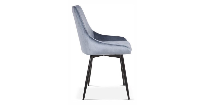 Chaise MICRA Velours Bleu, dimensions: H86 x L49 x P61 cm, idéal pour un salon de prestige