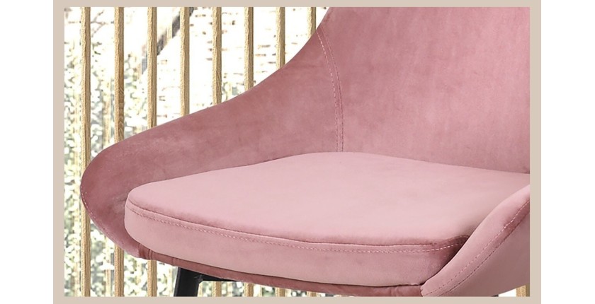 Chaise MICRA Velours Rose, dimensions: H86 x L49 x P61 cm, idéal pour un salon de prestige