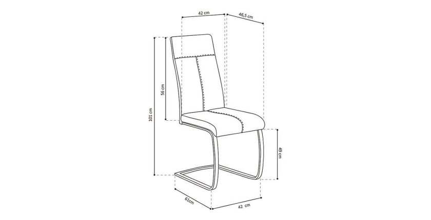 Chaise ALI PU Capuccino, dimensions: H101 x L42 x P61 cm, idéal pour une salle a manger unique