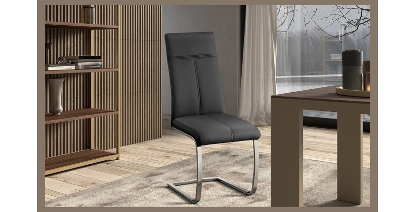 Chaise ALI PU Noir, dimensions: H101 x L42 x P61 cm, idéal pour une salle a manger unique