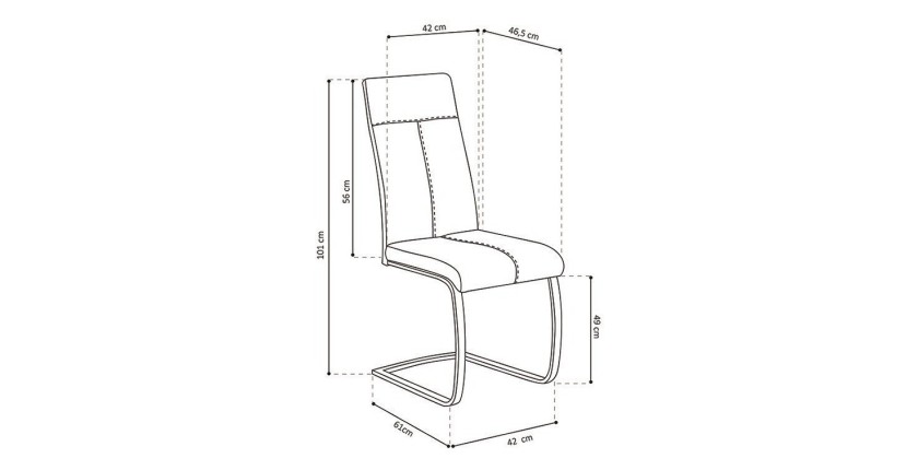 Chaise ALI PU Gris, dimensions: H101 x L42 x P61 cm, idéal pour une salle a manger unique