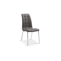 Chaise MERIL PU Gris, dimensions: H96 x L42 x P55 cm, idéal pour une salle à manger tape-à-l'œil