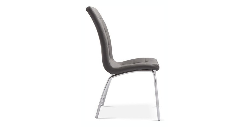 Chaise MERIL PU Gris, dimensions: H96 x L42 x P55 cm, idéal pour une salle à manger tape-à-l'œil