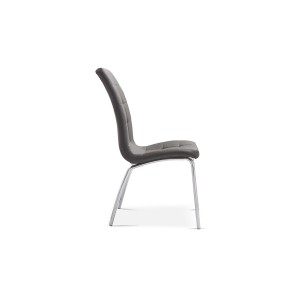 Chaise MERIL PU Gris, dimensions: H96 x L42 x P55 cm, idéal pour une salle à manger tape-à-l'œil