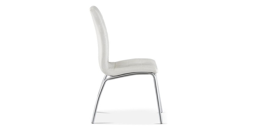 Chaise MERIL PU Blanc, dimensions: H96 x L42 x P55 cm, idéal pour une salle à manger tape-à-l'œil