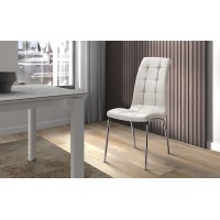 Chaise MERIL PU Blanc, dimensions: H96 x L42 x P55 cm, idéal pour une salle à manger tape-à-l'œil