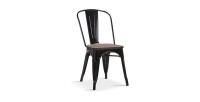 Chaise VIVI Noir et orme foncé, dimensions: H84 x L44 x P51 cm, idéal pour une salle à manger rustique