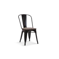 Chaise VIVI Noir et orme foncé, dimensions: H84 x L44 x P51 cm, idéal pour une salle à manger rustique