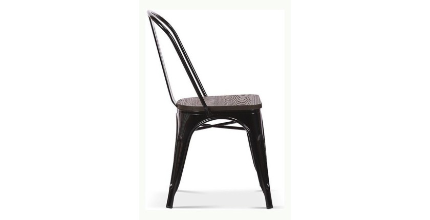 Chaise VIVI Noir et orme foncé, dimensions: H84 x L44 x P51 cm, idéal pour une salle à manger rustique