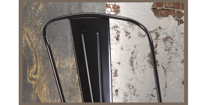 Chaise VIVI Noir et orme foncé, dimensions: H84 x L44 x P51 cm, idéal pour une salle à manger rustique