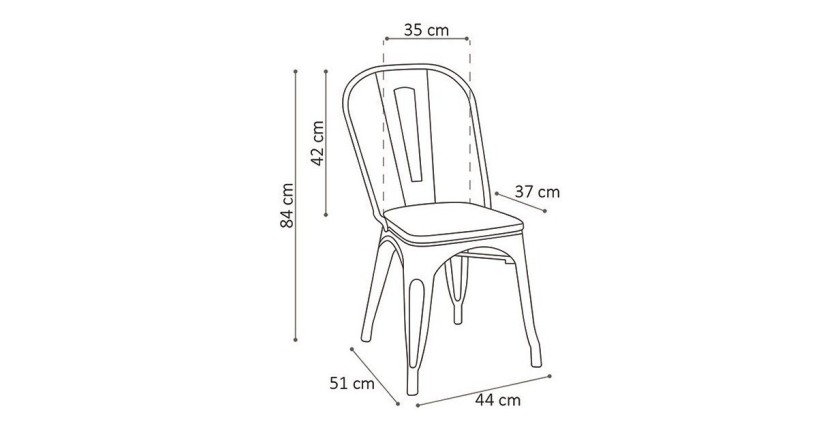 Chaise VIVI Gris clair et orme foncé, dimensions: H84 x L44 x P51 cm, idéal pour une salle à manger rustique