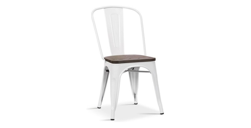 Chaise VIVI Blanc et orme foncé, dimensions: H84 x L44 x P51 cm, idéal pour une salle à manger rustique