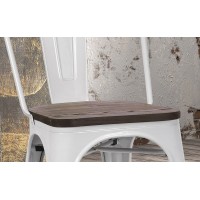Chaise VIVI Blanc et orme foncé, dimensions: H84 x L44 x P51 cm, idéal pour une salle à manger rustique