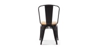 Chaise 'VIVI' Noir et orme clair, dimensions: H84 x L44 x P51 cm, idéal pour une salle à manger rustique