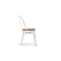 Chaise VIVI Blanc et orme clair, dimensions: H84 x L44 x P51 cm, idéal pour une salle à manger rustique