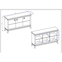 Buffet design 160cm pour salon couleur blanc et chêne foncé, collection PALACE.