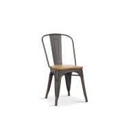 Chaise VIVI Métal et orme clair, dimensions: H84 x L44 x P51 cm, idéal pour une salle à manger rustique