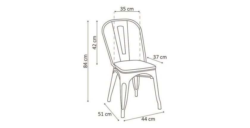 Chaise VIVI Métal et orme clair, dimensions: H84 x L44 x P51 cm, idéal pour une salle à manger rustique