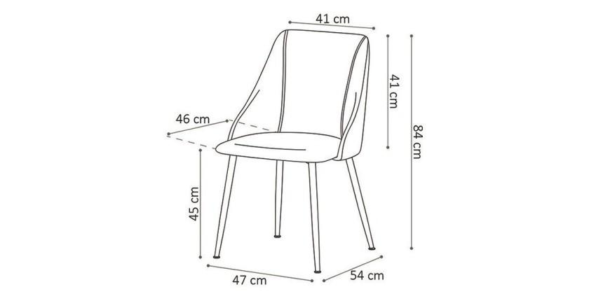 Chaise MARIA Velours Bleu, dimensions: H84 x L47 x P54 cm, idéal pour une salle a manger design et moderne