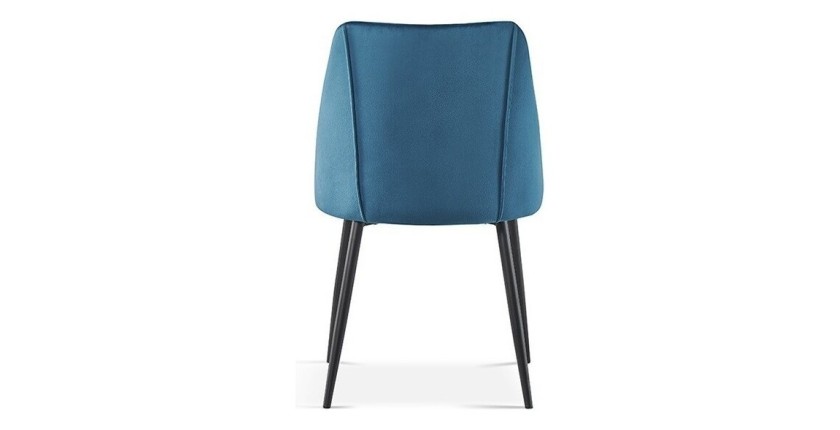Chaise MARIA Velours Bleu, dimensions: H84 x L47 x P54 cm, idéal pour une salle a manger design et moderne