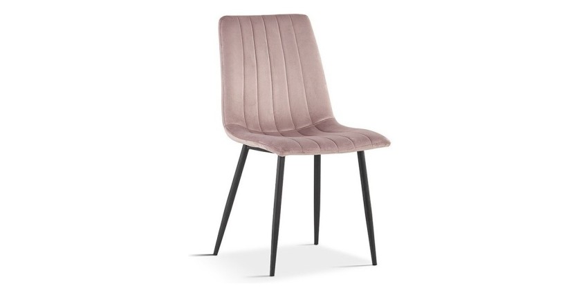 Chaise BRUCE Velours Rose, dimensions: H86 x L45 x P55 cm, idéal pour une salle à manger design et moderne