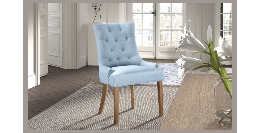 Chaise ROYA Tissu bleu, dimension H93 x L56 x P60, idéal pour votre cuisine ou salle à manger