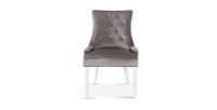 Chaise ROYA Velours Beige, pieds blancs, dimension H93 x L57 x P60 cm, idéal pour votre cuisine ou salle à manger
