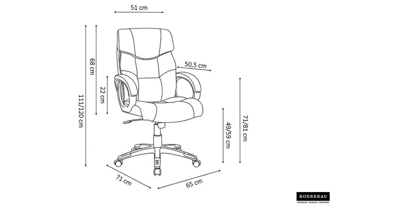 Chaise de bureau LIDA PU Brun, un choix confortable et élégant pour votre bureau