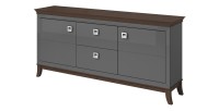 Buffet chic 180cm pour salon coloris gris et chêne foncé collection PALACE.