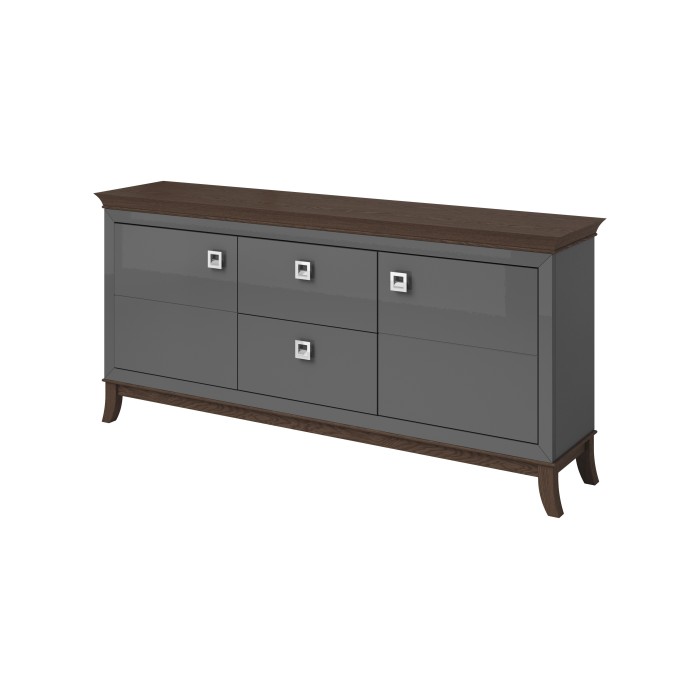 Buffet chic 180cm pour salon coloris gris et chêne foncé collection PALACE.