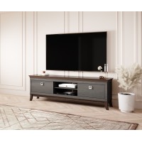 Meuble TV XL 196 cm collection PALACE. Couleur gris et chêne