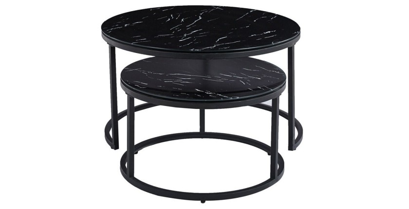 Table basse collection MANHATTAN effet marbre noir, Idéal pour un salon chic