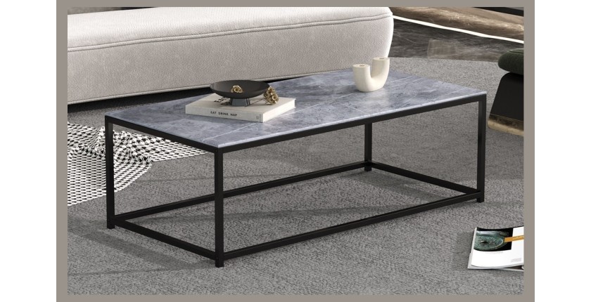 Table basse TRAMPSTA en verre effet gris pierre, idéal pour un salon unique