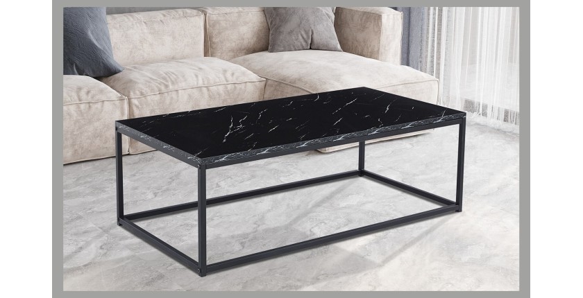 Table basse EWING effet marbre noir, idéal pour un salon unique
