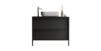 Meuble de salle de bain avec évier et 2 tiroirs, longueur 92cm, collection FRASSI. Coloris noir cendré